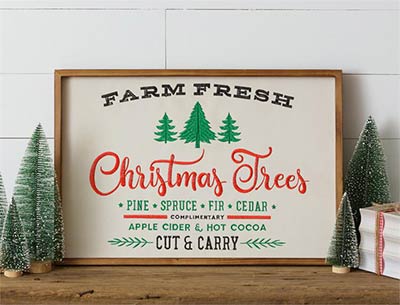 Farm Fresh Christmas Trees Embroidered Sign