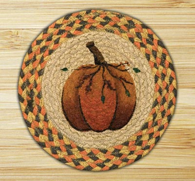 Pumpkin Braided Jute Tablemat - Round (10 inch)