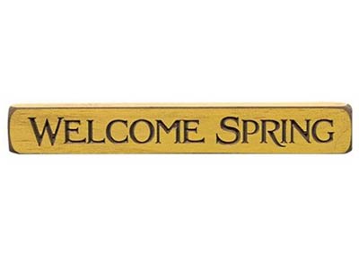 Welcome Spring Wood Shelf Sitter