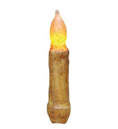 Burnt Ivory Battery Taper Candle with Cinnamon - 4 inch
