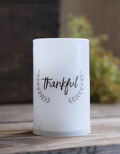 Thankful LED Pillar Candle with Timer