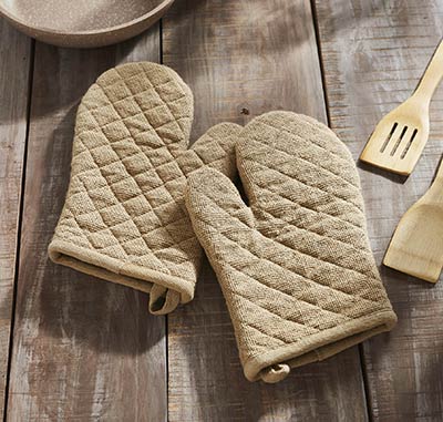 Burlap Natural Oven Mitts (Set of 2)