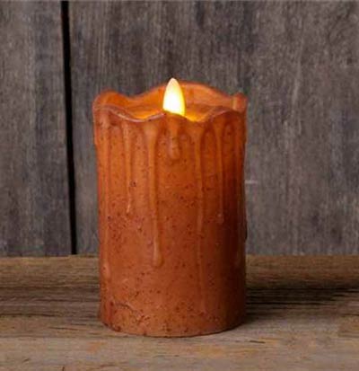Rust Primitive Flameless Pillar Candle (with Timer) - 5 inch