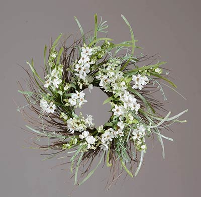 White Floral Twig Wreath