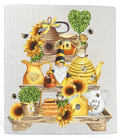 Bee Kind & Sunflowers Tiered Tray Swedish Dishcloth