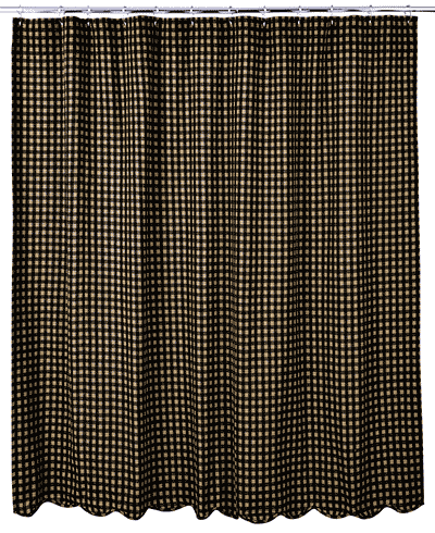 Black Check Shower Curtain (Black and Tan)