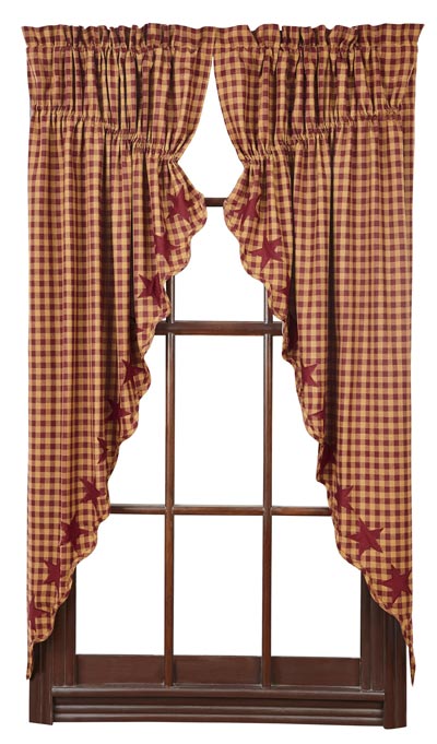 Burgundy Star Prairie Curtain