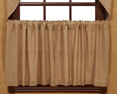 Burlap Cafe Curtains - 24 inch Tiers
