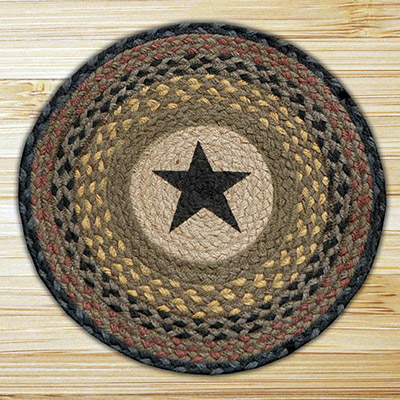 Star Braided Jute Chair Pad (Black and Browns)