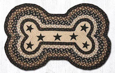 Mocha and Frappuccino with Stars Braided Dog Bone Rug - Large