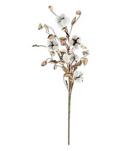 Cotton Ball 24 inch Branch with Shells