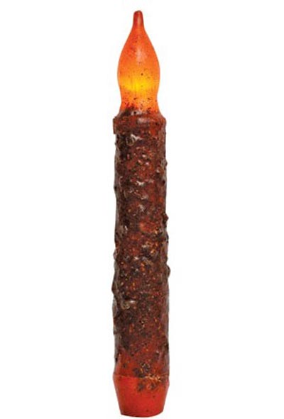 Textured Wax-Dipped LED Taper Candle - Orange