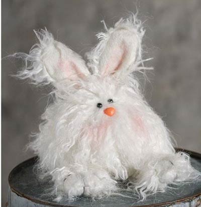 Fuzzy White Angora Bunny Doll - Small