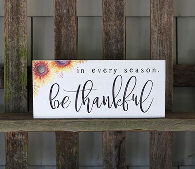 Be Thankful Sign with Sunflowers