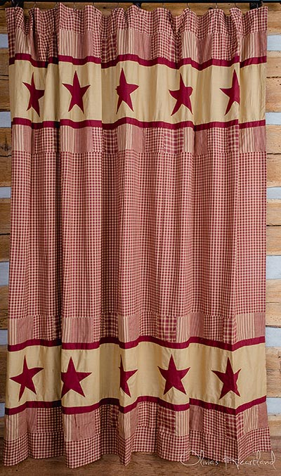 Jamestown Burgundy and Tan Shower Curtain