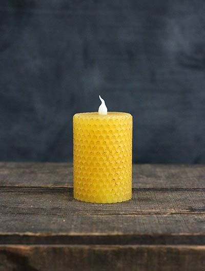 Honeycomb Battery Pillar Candle - 3 x 2 inches