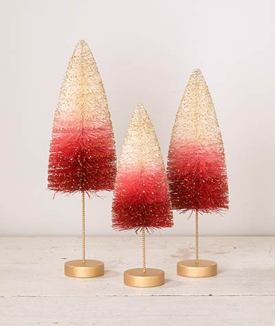 Strawberries and Cream Bottle Brush Trees (Set of 3)