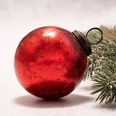 Red Crackled Glass 3 inch Ball Ornament