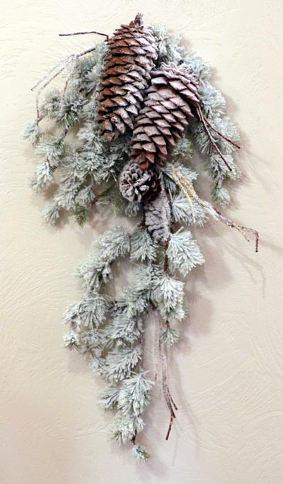 Frosted Pine with Pinecone Swag