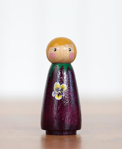 Purple Pansy Girl Peg Doll (or Ornament)