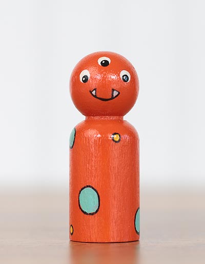 Orange Monster Peg Doll (or Ornament)
