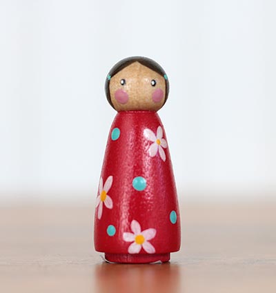 Red Flower Girl Peg Doll (or Ornament)