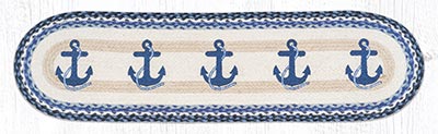OP-443 Navy Anchor 48 inch Braided Table Runner