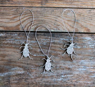 Glittered Insect Ornament - Silver