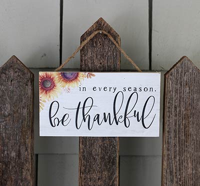 Be Thankful Plaque with Sunflowers