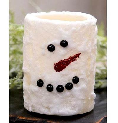 Snowman Battery 4 inch Pillar Candle