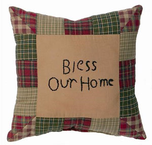 Tea Cabin Bless Our Home Decorative Pillow