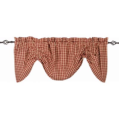 Heritage House Check Red Gathered Valance