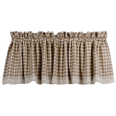 Heritage House Cream Check Valance with Lace