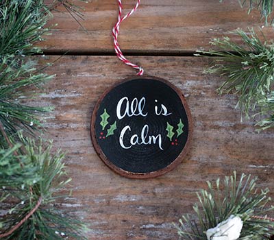 All is Calm Wood Slice Ornament (Personalized)