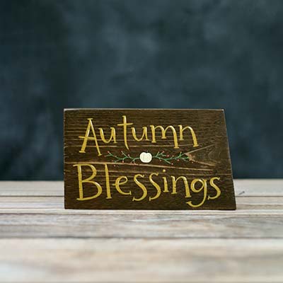 Autumn Blessing Sign with Pumpkin Vine