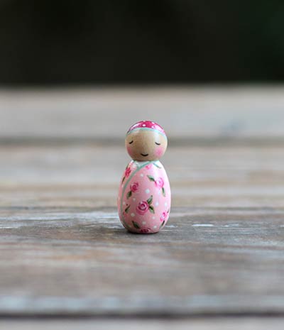 Floral Baby Girl Peg Doll (or Ornament)