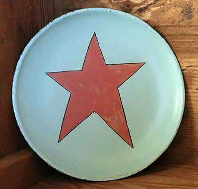 Aqua Blue Distressed Wooden with Coral Pink Star