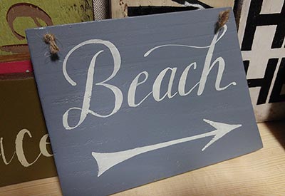 Beach with Arrow Sign - Blue