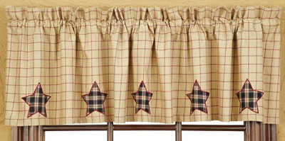 Bingham Star Valance - Applique Star (Red and Tan)