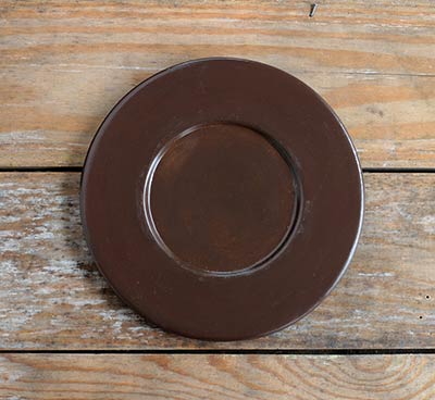 Distressed Wood Candle Plate - Chocolate Brown