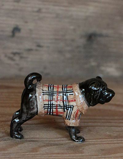 Bulldog in Sweater Porcelain Figurine
