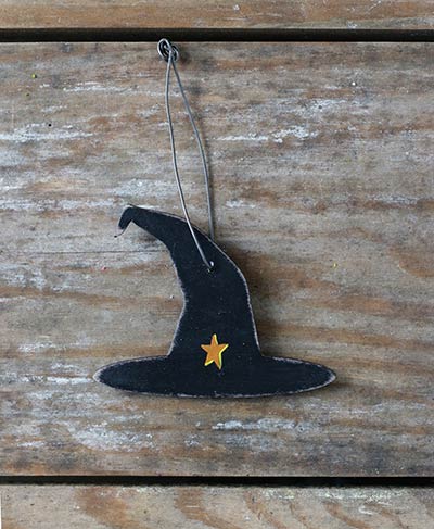 Black Witch Hat Ornament with Star