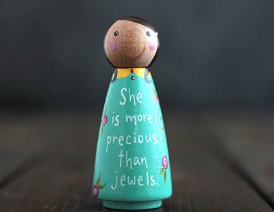 More Precious Than Jewels Scripture Doll - Teal (or Ornament)
