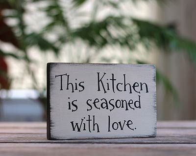 This Kitchen is Seasoned With Love Wood Sign - Beige