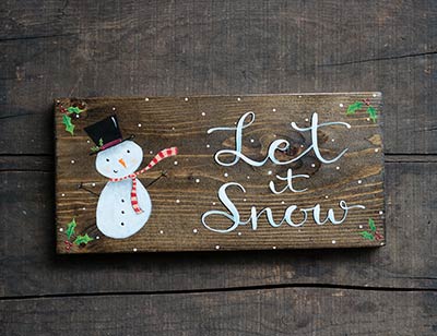Let it Snow Sign with Snowman