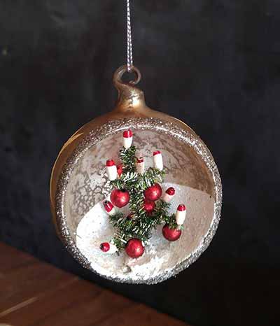 Vintage Indented Ornament with Tree - Silver
