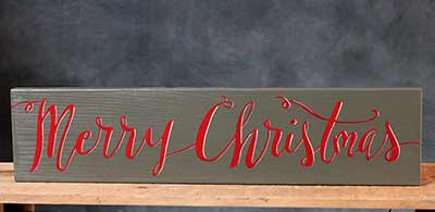Merry Christmas Wood Sign - Green