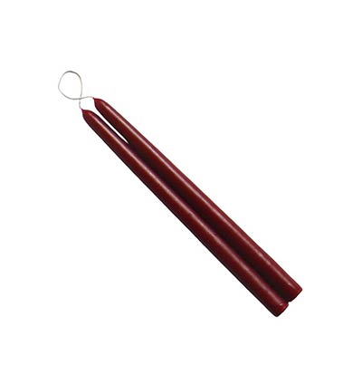 6 inch Burgundy Mole Hollow Tiny Taper Candles (Set of 2)
