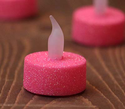 Neon Pink Glitter LED Tealight Candle