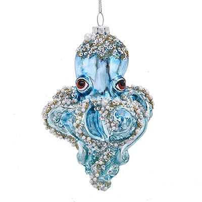 Blue Glass Octopus Ornament